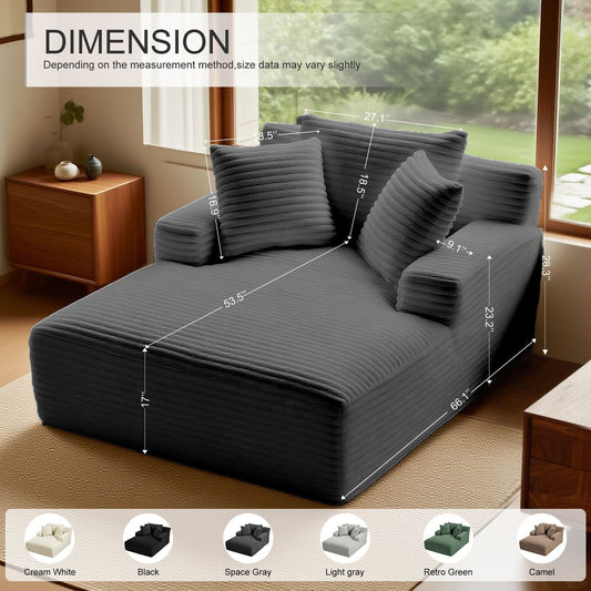 Space-saving, deep gray corduroy bean bag sofa bed – recline and sleep, perfect for any living space