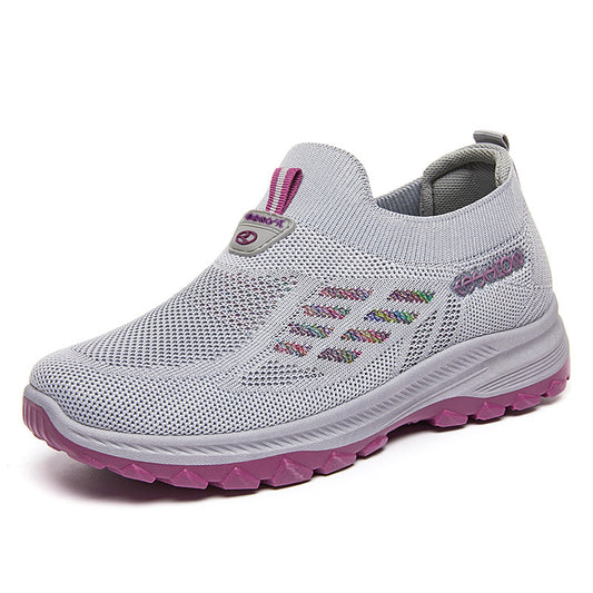 Women's spring casual shoes, flyknit slip-ons, lightweight mesh shoes, breathable ladies' flats, women's low-cut shoes