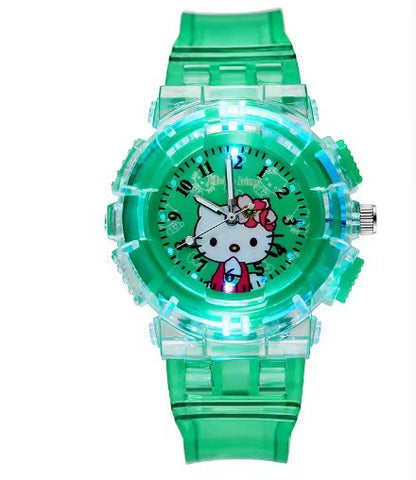 In-stock, kids' light-up watch featuring princess su and princess sha, with colorful flashing lights – the perfect gift for girls!