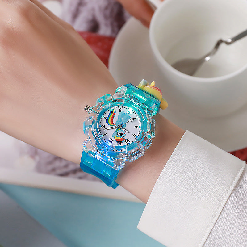 Kids' light-up anime cartoon pony figurine pointer quartz watch - unisex student sports digital watch
