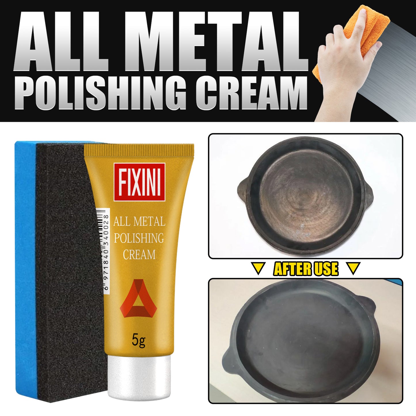 Jue-Fish Metal polishing paste Copper tire rust removal polishing Kitchen metal polishing Multifunctional cleaning and care paste