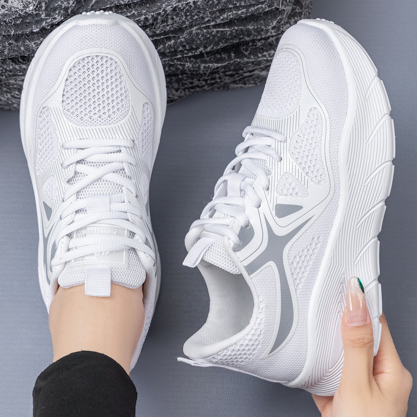 Jinshiyuan |   Women's spring breathable sneakers - thick sole, height increasing, comfortable, versatile casual shoes