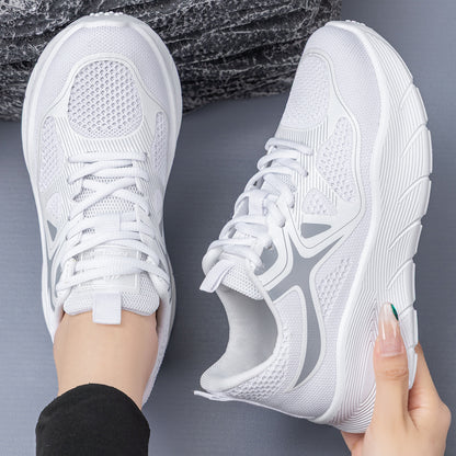 Women's spring breathable sneakers - thick-soled, height-boosting, comfortable, versatile casual shoes - stylish low-cut flats