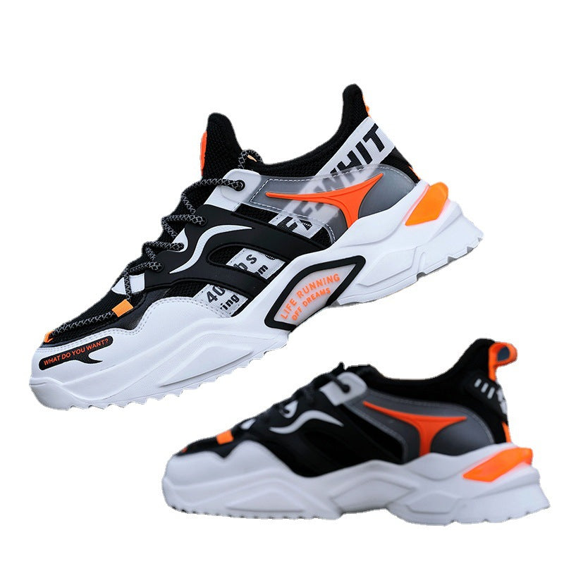 Flyknit breathable shoes for men 2025k-stylethick sole dad shoes trendy sneakers cross-border exportplus size running shoes