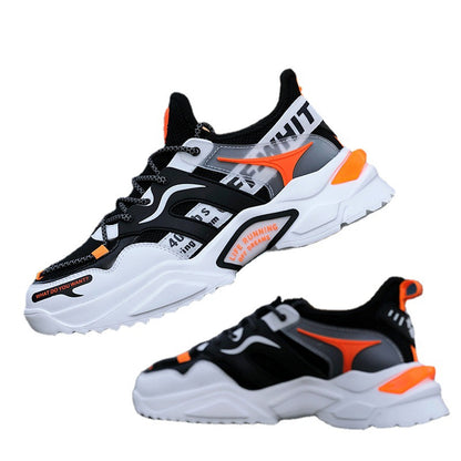 Flyknit breathable shoes for men 2025k-stylethick sole dad shoes trendy sneakers cross-border exportplus size running shoes