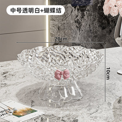 Luxury fruit platter with drain basket - high-end design for living room coffee table, featuring a beautiful bow accent for dried fruit and candy display