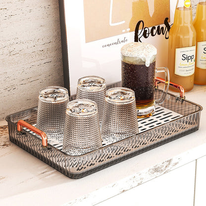 Tea tray for home living room dry brewing station accessible luxury tea set cup holder tea cup water cup rectangular double layer drainage tray
