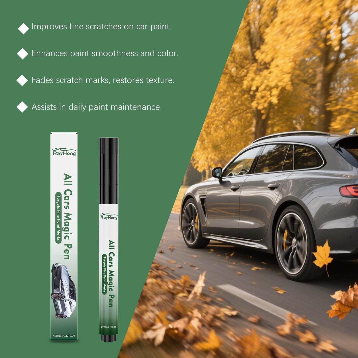 RAYHONG Car Scratch Care Pen, Car Paint Scratch Scratch Polishing Repair Refurbishment Daily Portable Care Pen