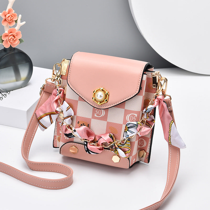 Trendy & chic girl's phone bag - 2026 new arrival: stylish crossbody bag, unique plaid coin purse - dropshipping available