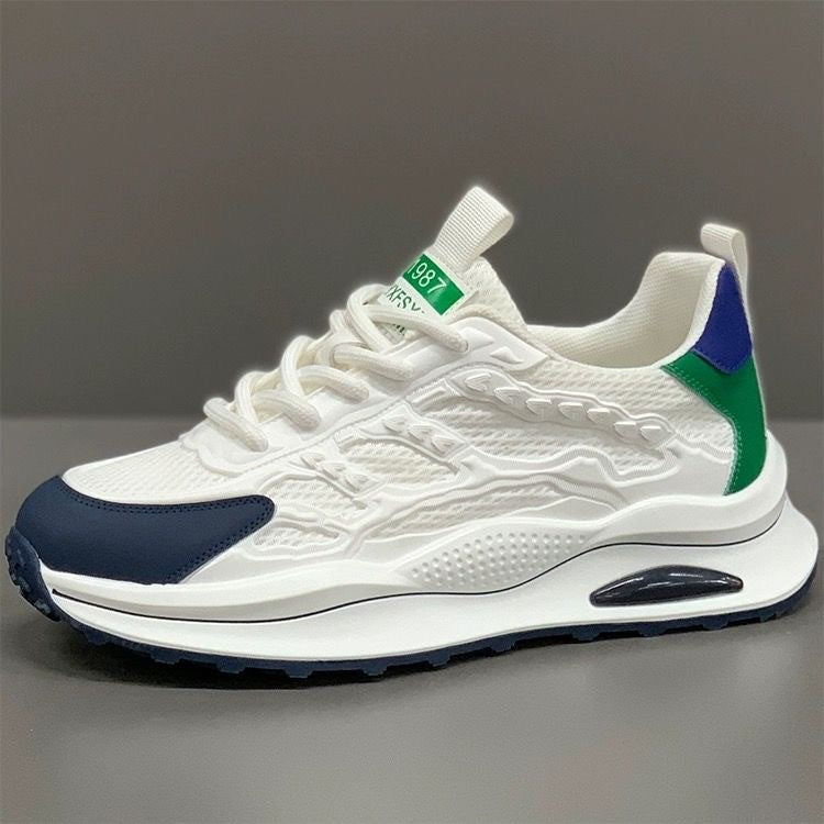 Men's breathable mesh shoes, summer hollow-out running shoes, comfortable soft sole student trendy shoes, lightweight mesh white sneakers