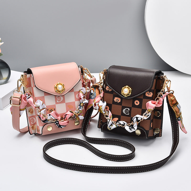 Trendy & chic girl's phone bag - 2026 new arrival: stylish crossbody bag, unique plaid coin purse - dropshipping available