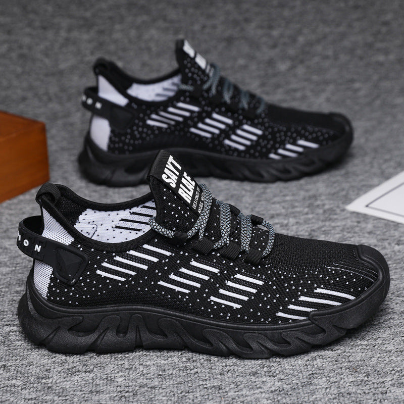 New men's flyknit mesh shoes - stylish, breathable, soft-soled, lightweight athletic running shoes for students - cross-border wholesale