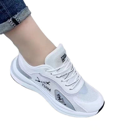 Mesh sneakers 2025 new korean style couple breathable soft bottom dad shoes fly woven running shoes for men and women