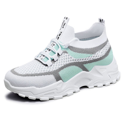 Women's fashion flats: spring new arrivals - casual, soft-soled, lightweight dad shoes, flyknit breathable mesh sneakers