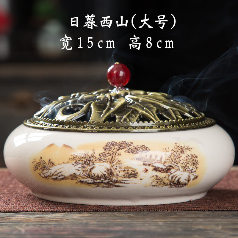 Mosquito coil stove household ceramic large indoor incense seat mosquito coil disc incense sandalwood thread incense creative ornament incense burner