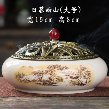 Mosquito coil stove household ceramic large indoor incense seat mosquito coil disc incense sandalwood thread incense creative ornament incense burner