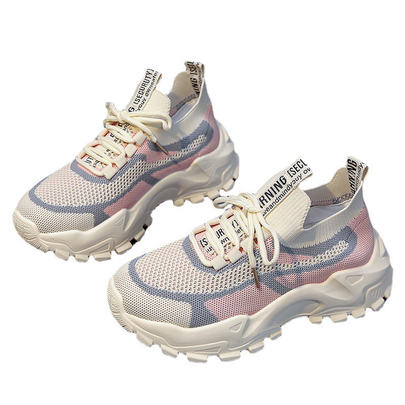Thick sole dad shoes for women 2026  new style fly woven breathable paris sneakers popular ins trendycasual women's shoes