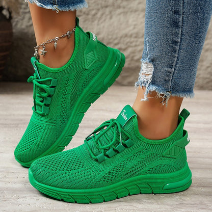 Women's spring shoes - cross-border style: simple, solid color, versatile casual flats, flyknit breathable sneakers