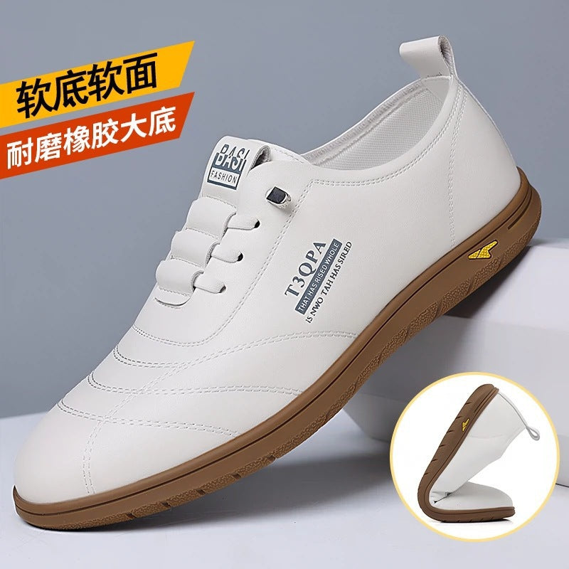 Business leather shoes 2025 soft bottom leather casual men's shoes british comfortable non-slip wear-resistant beanie shoes dad driving shoes