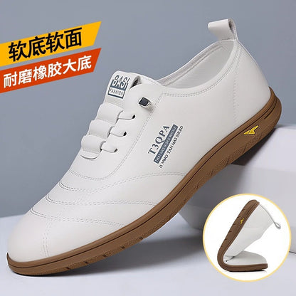 Business leather shoes 2025 soft bottom leather casual men's shoes british comfortable non-slip wear-resistant beanie shoes dad driving shoes