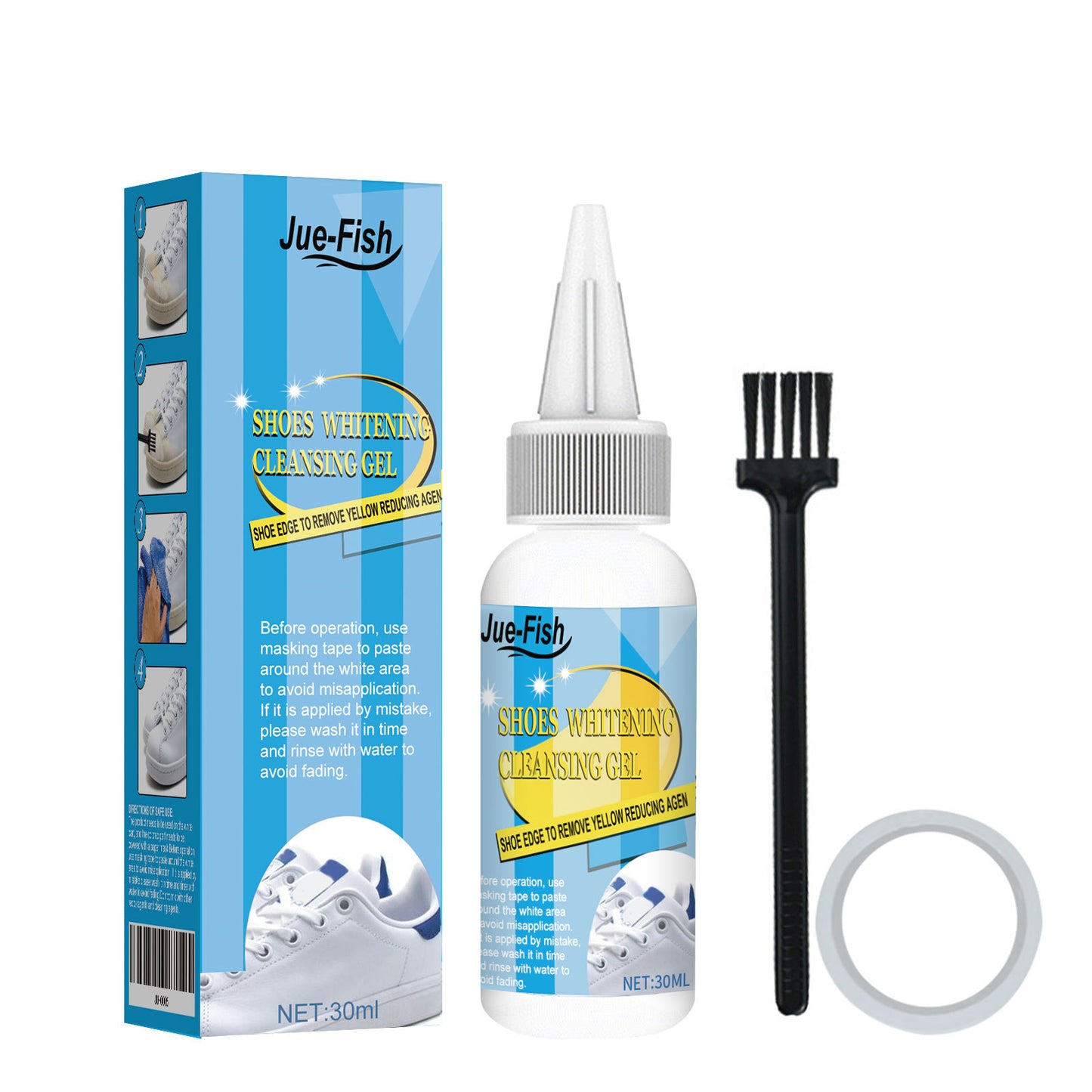 Jue-Fish white shoes leave-in cleaning artifact cleaning agent decontamination and yellow edge shoe shine agent shoe edge oxidant