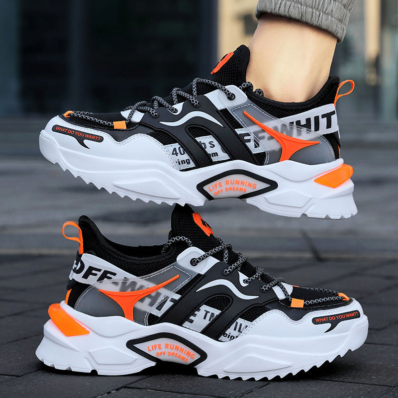 Flyknit breathable shoes for men 2025k-stylethick sole dad shoes trendy sneakers cross-border exportplus size running shoes