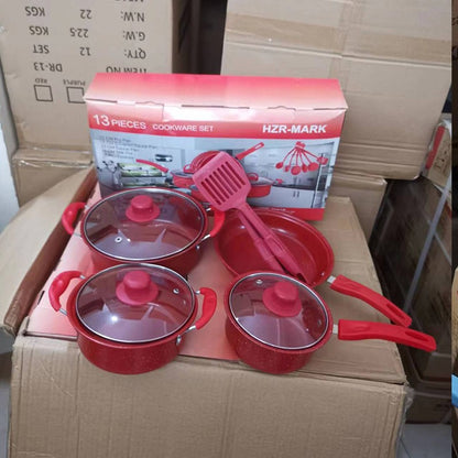 Pot set export pot 13-piece set non-stick pot soup pot stew pot frying pan multi-piece set kitchen cross-border wholesale