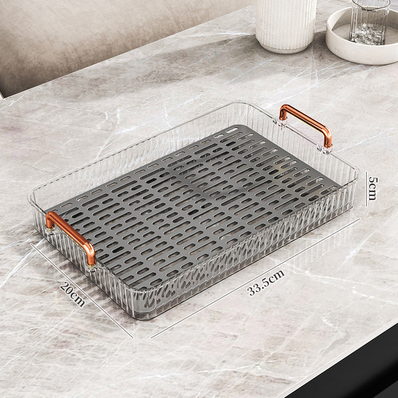 Tea tray for home living room dry brewing station accessible luxury tea set cup holder tea cup water cup rectangular double layer drainage tray