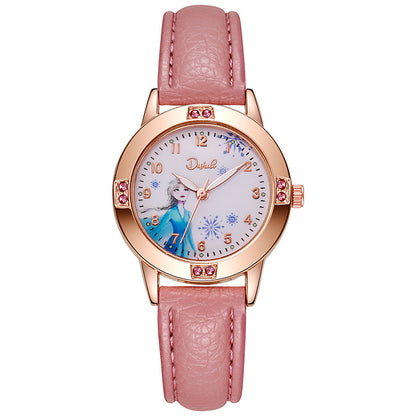 Frozen princess watch fashion calendar quartz watch middle school student belt girl kids women's watch cross-border