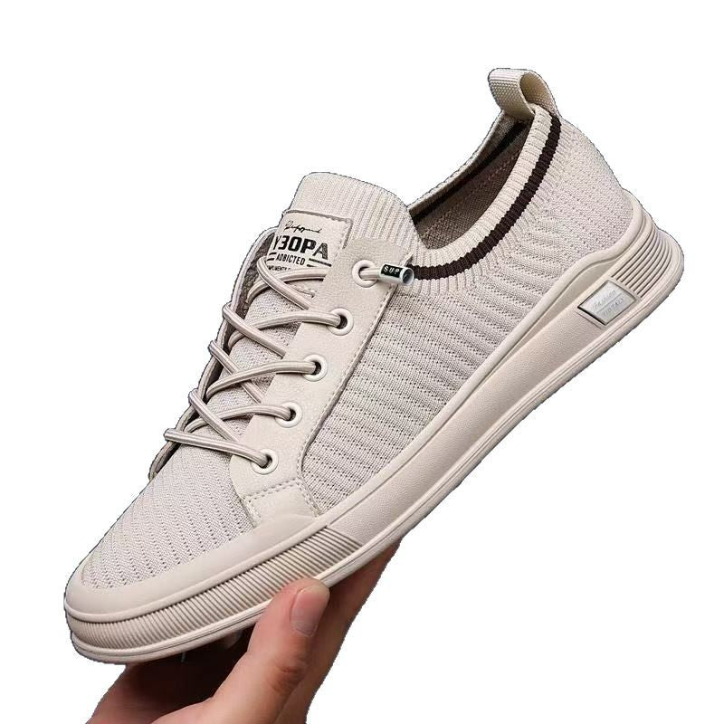 Flyknit men's shoes cross-border new 2025 mesh sports shoes soft bottom thin casual shoes one-legged lazy board shoes for men