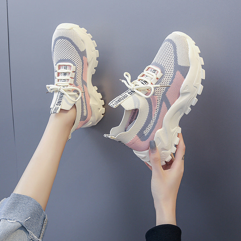 Thick sole dad shoes for women 2026  new style fly woven breathable paris sneakers popular ins trendycasual women's shoes