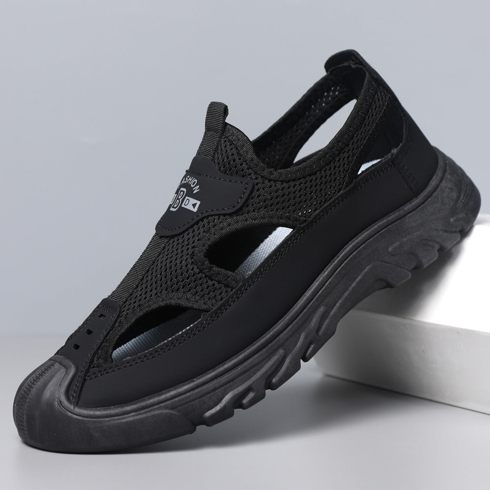Baotou sandals mensummercut out mesh crocs outdoor non-slip lightweight sports casual beach shoes cross-border