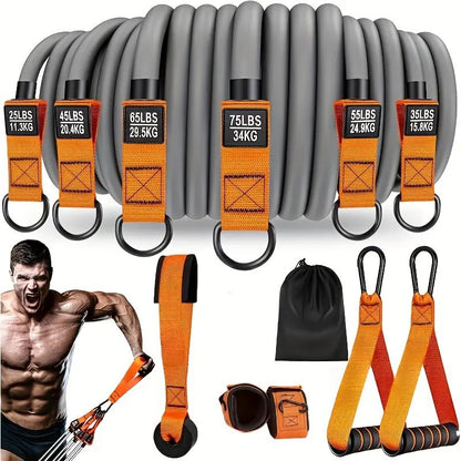 Cross-border best-selling 300 lbs resistance band fitness equipment, multi-functional tensioner home workout set for strength training