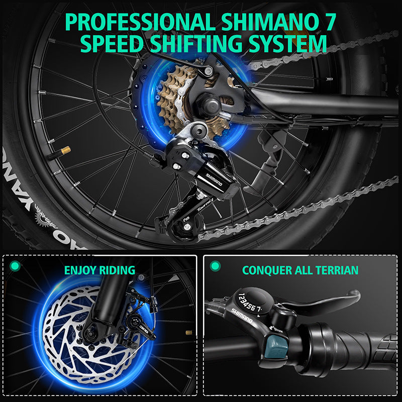 Electric bicycle long battery life 20 inch fat tire off-road mountain imitation motorcycle retro beach snow foreign trade motorcycle