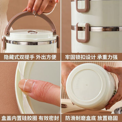 Large-capacity double-layer stainless steel insulated lunch box for office workers and students portable sealed lunch box