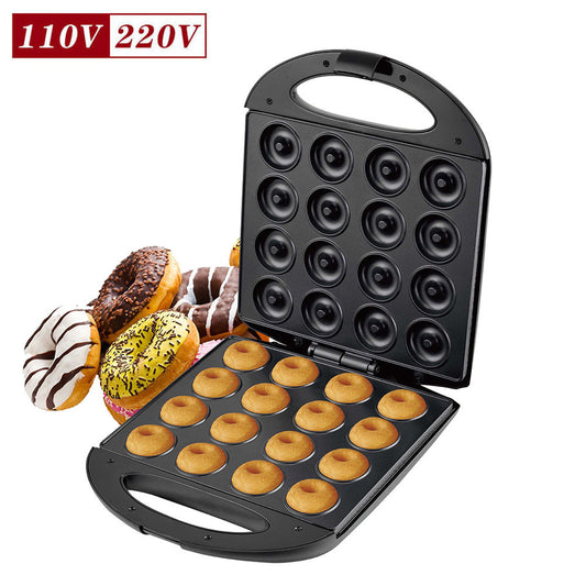 Large 16-hole donut machine breakfast cake machine round cake machine double door heating electric baking pan donutmachine