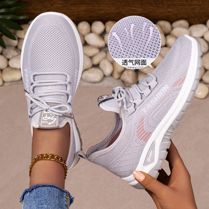 Women's spring collection: breathable athletic shoes - stylish, versatile flyknit sneakers with soft soles for all-day comfort. comfortable mesh upper