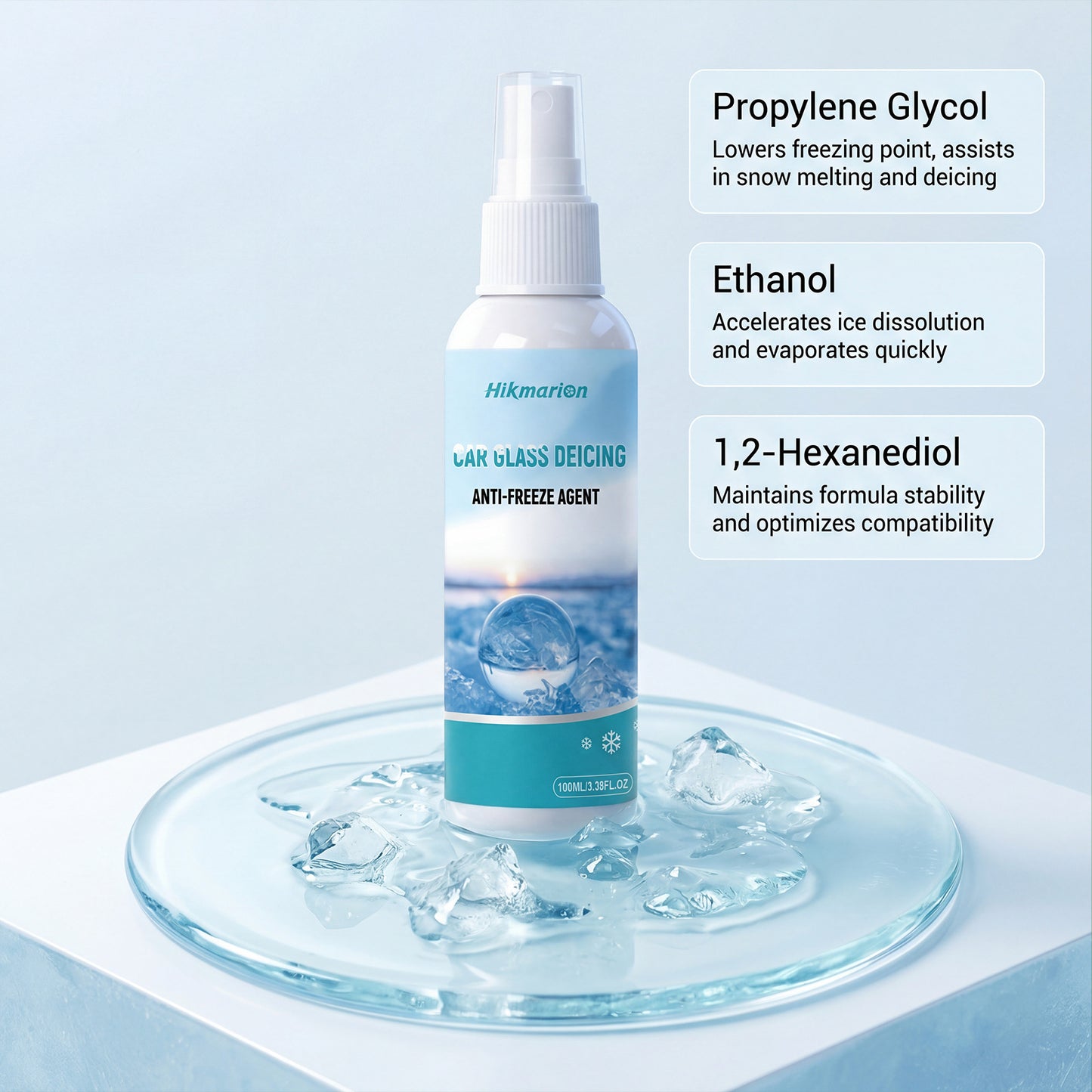 Hikmarion snow melting deicing spray, car glass deicing antifreeze, winter outdoor multi-scene application
