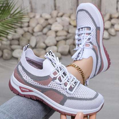 Women's plus size athletic shoes - flyknit mesh, low-cut, lightweight casual sneakers, comfortable and versatile single shoes for women