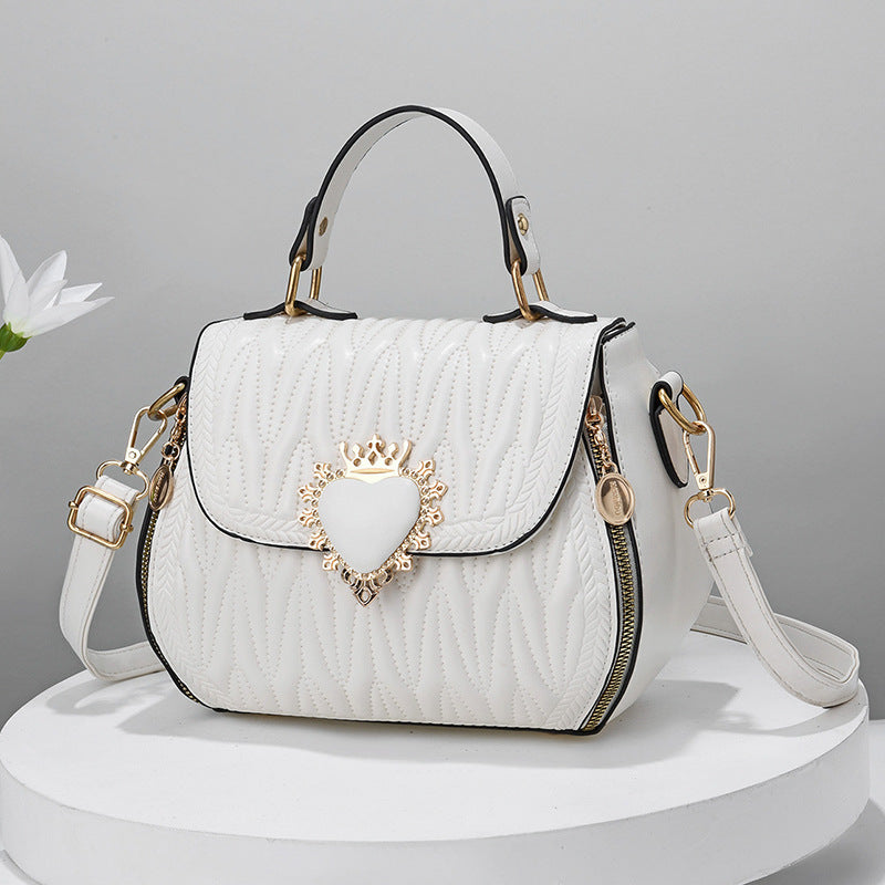 Trendy women's bags 2024 new large capacity embossed round bag fashionable textured crossbody handbag - dropshipping available