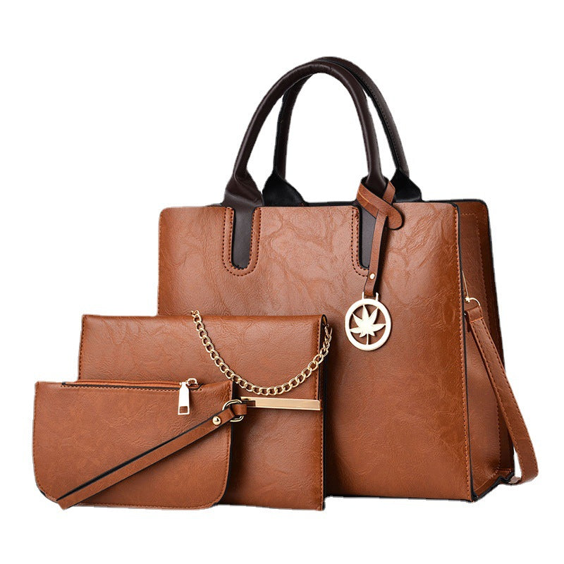 Women's handbag 2026 spring new collection: structured, sweet, and stylish large capacity three-piece set - crossbody, shoulder bag, and tote