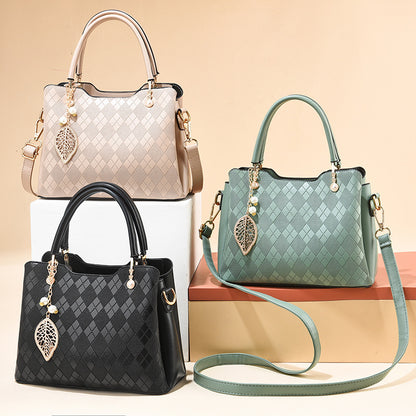Women's handbag tote 2026 diamond quilted embossed solid color minimalist large capacity commuter fashion shoulder crossbody bag - dropshipping available