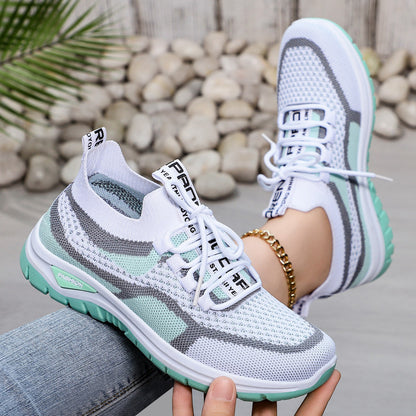 Women's plus size athletic shoes - flyknit mesh, low-cut, lightweight casual sneakers, comfortable and versatile single shoes for women