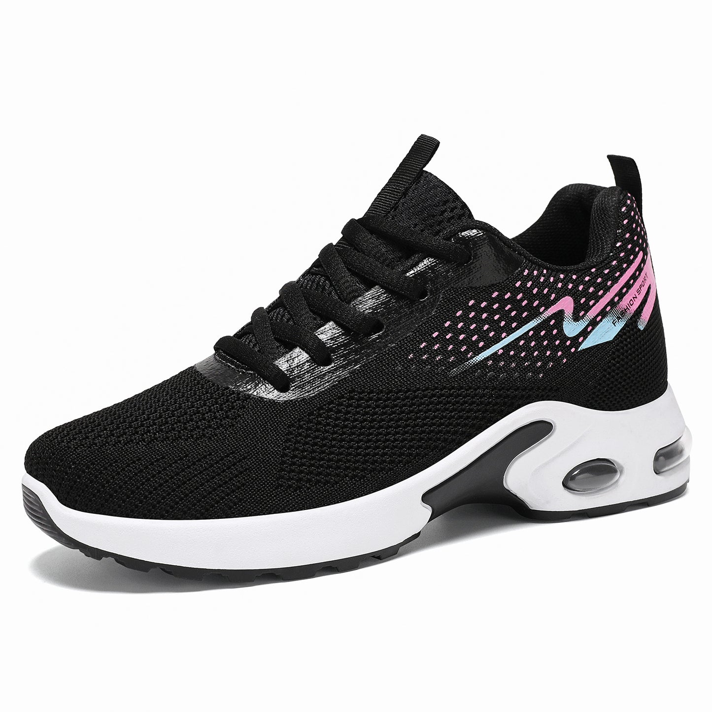 Women's new air cushion sneakers, cross-border thick-soled running shoes, plus size breathable flats, flyknit mesh shoes for women