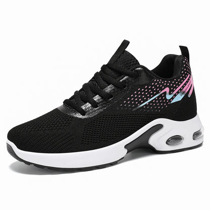 Women's new air cushion sneakers, cross-border thick-soled running shoes, plus size breathable flats, flyknit mesh shoes for women