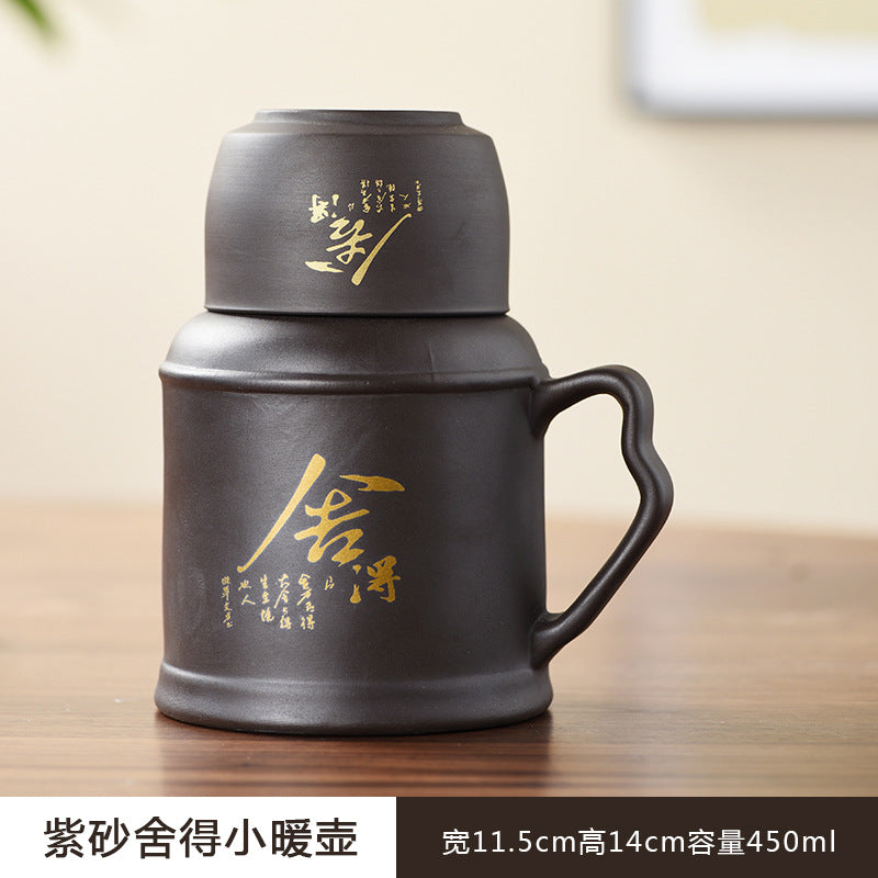 Zhuni purple sand small thermos office mug with lid for home creative stewing teapot cup large capacity tea cup