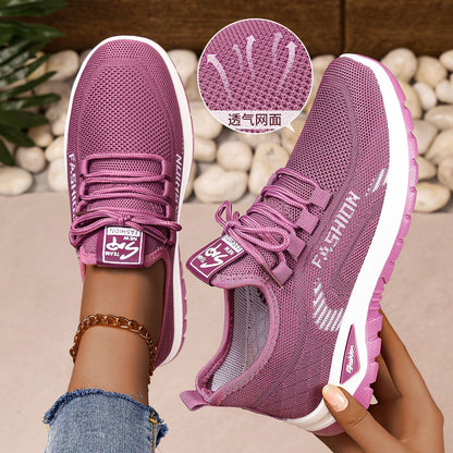 Women's spring collection: breathable athletic shoes - stylish, versatile flyknit sneakers with soft soles for all-day comfort. comfortable mesh upper