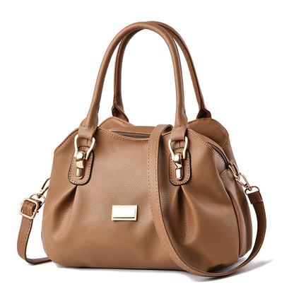 Middle-aged women's soft leather handbag, 2026 new style tote bag, middle-aged and elderly women's bag, mom bag, shoulder bag, crossbody bag