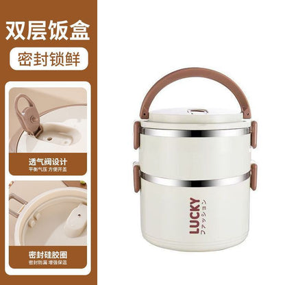 Large-capacity double-layer stainless steel insulated lunch box for office workers and students portable sealed lunch box