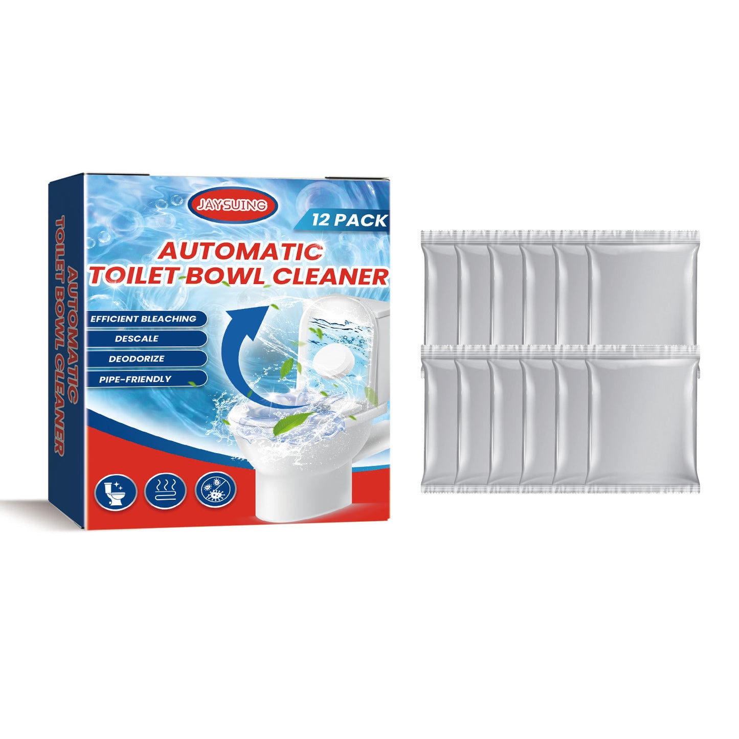 Jaysuing toilet cleaning effervescent tablets, household descaling, deodorizing, odor removal, stain removal, toilet stain removal cleaner